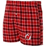 NCAA New Jersey Devils Red-Black Plaid Match-Up Flannel Boxer Shorts (Medium)