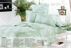 VLN017-4-Q Floral Green Queen Size 100% Cotton 4 Piece Sheet Set