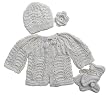 Handmade Pure Cotton Newborn Baby Sweater, Hat and Booties Set - Natural (100...