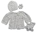 Handmade Pure Cotton Newborn Baby Sweater, Hat and Booties Set - Natural (100...
