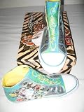 Ed Hardy Damen-Schuhe Chucks Sportschuhe Schuh Chuck Hightrise metallic-Silber/Türkis mit Geisha-Kopf NEW-Collection! Gr. 38,5 UK. 5,5 NP. 120,00