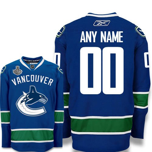 ANY NAME Vancouver Canucks Reebok Premier Home Authentic NHL Hockey Jersey (NHLPA Certified Custom Sewn Authentic Twill)