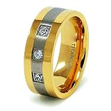8mm Gold Plated Titanium Ring with CZ (Sizes 8-12)