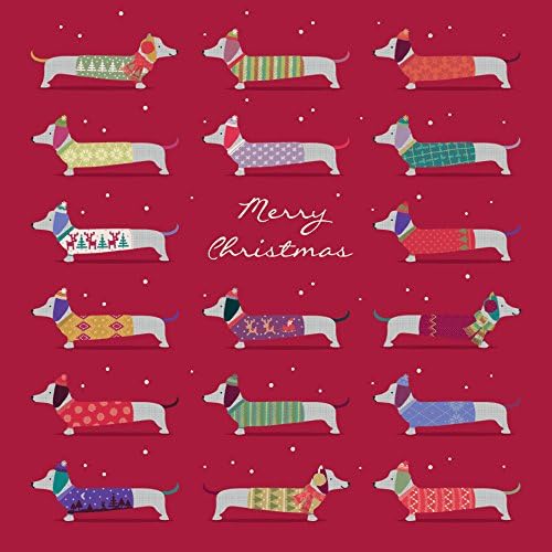 Sausage Dog Christmas Jumper 6 Charity Card Pack, Merry Xmas, Greeting Cards, Dachshund