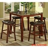 5 Pc Artificial Marble Top Counter Height Kitchen Set