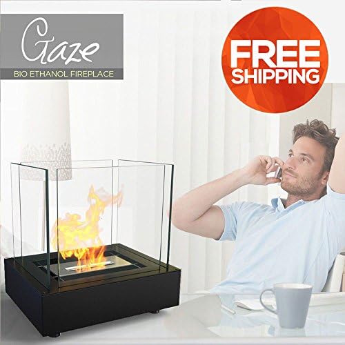 Luxo Gaze 19" Portable Table Top Bio Ethanol Black Fireplace