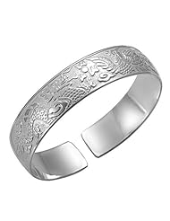 Honeystore Girls 990 Sterling Silver Diameter 6cm Bangle Bracelet Color Silver