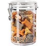 Oggi Acrylic Treat Canister with Treats and Paws Pattern