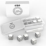 Whiskey Stones Set of 8 Urban Choice Products Reusable Ice Cubes Stainless Steel Drink Coolers with Tongs for Wine Soda