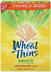 Wheat Thins, Reduced Fat, Family Size, 14.5-Ounce Boxes (Pack of 6)