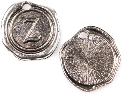 24x Charms Round Tag Carved Letter Z Antique Silver Alloy Handmade Findings