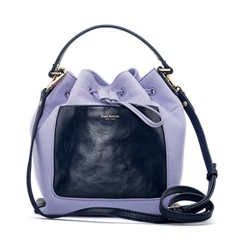 Isaac Mizrahi Womens Fashion Designer Handbags Lileth Leather Drawstring Crossbody Bag with Detachable Strap