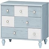 アンティーク調 木目調ローチェスト/タンス ブルー 【French-Shabby】フレンチシャビー