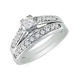 10K White Gold Diamond Engagement Bridal Ring Set 1/4ct tw