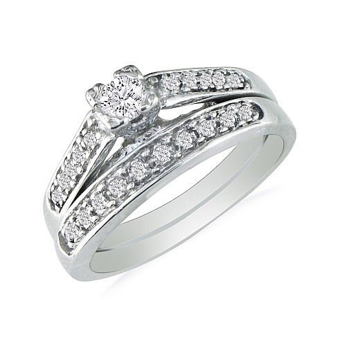 1/4ct Classic Diamond Bridal Set in 10k White Gold (SI2-I1 and I-J)