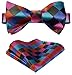 SetSense Men's Plaid Jacquard Woven Self Bow Tie Set