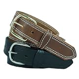 Mens Harness Leather Work Belt, 1 1 2 double stitched. 