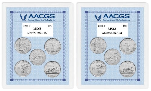 2000P & 2000D Statehood Quarters Graded MS63 Brilliant Uncirculated-image