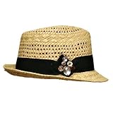 511UfEjs0NL. SL160  GORGEOUS TAN STRAW SHORT BRIM FEDORA W/ GEM TRIM