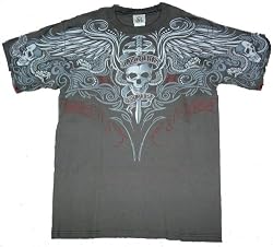 Pinstripe Skulls 2 Sided T-Shirt by Liquid Blue 100% Cotton Teens & Adults Shirt