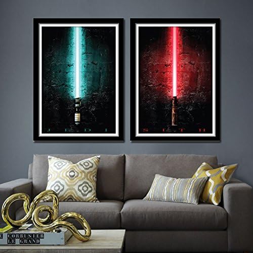 Starwars Lightsaber Arts Design Canvas Wall Prints with Black Wood Frame (Set of 2) (Lightsaber)