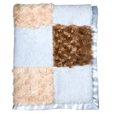 CoCaLo Textured Patchwork Blanket - Blue/ Tan/ Cocoa