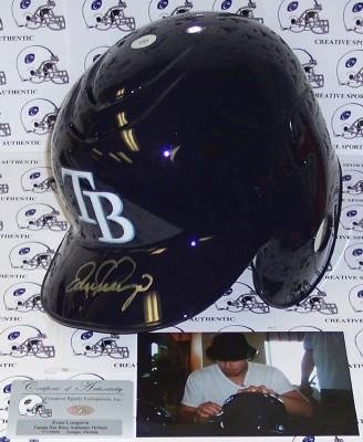 Evan Longoria Hand Signed Tampa Bay Rays Full Size Authentic Helmet - Autographed MLB Helmets and Hats
