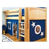 Knight Low Loft Bed in Natural with your choice of Curtain Color