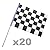 Kloud City Â® 20 Pcs 8'' x 6'' Checkered Flag Racing Polyester Flags on Plastic Stick