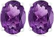 Sterling Silver 8x6mm Oval Amethyst Earrings