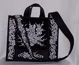 RF Textiles LAPTOPBAG7 18x15 Inch Embroidered Laptop Bag with Chest Strap and Short Black Handles - Black with White