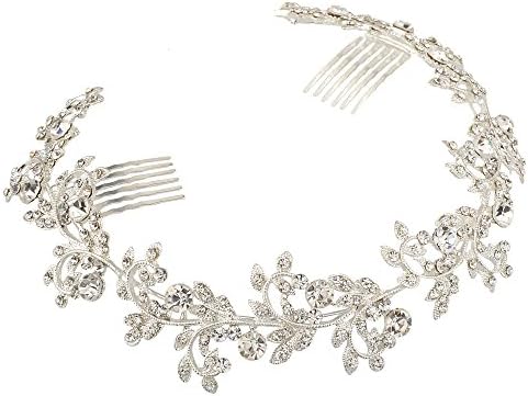 JoinMe Women's Clear Crystal Flower Leaf Vine Wedding Bridal Hair Accessory Headband