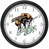 Bee on Flower Insect - Animal Wall Clock by WatchBuddy Timepieces (Slate Blue Frame)