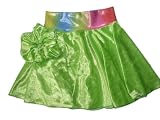 Girls Lime Green Velvet with Rainbow Waistband Ballet Dance Skating Skirt & Matching Hair Scrunchie