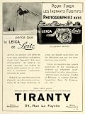 1931 Ad Tiranty Leica Leitz Cameras Photography Skiing Snapshot Paris France - Original Print Ad