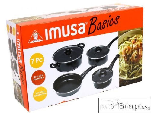 IMUSA 7 pc Nonstick aluminum cookware pots pans set with lids NEW