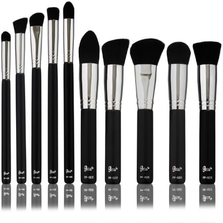 Bundle - Petal Beauty Basic Synthetic 10 Piece Brush makeup Professional Kit - Matte