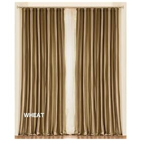 Wheat Silk Satin Stripe Inverted Pleat Curtain Panel - 24x84 inches by Fortunoff