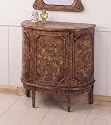 Brown Finish 3 Drawers Entry Way Accent Bombe Storage Chest