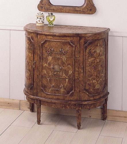 Brown Finish 3 Drawers Entry Way Accent Bombe Storage Chest