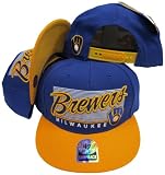 Milwaukee Brewers Two Tone Plastic Snapback Adjustable Plastic Snap Back Hat / Cap