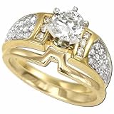 14K Yellow Gold Contour Diamond Bridal Ring Set (Center stone is not inlcuded)