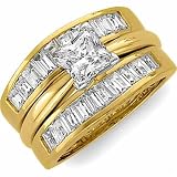 1.50 Ct.T.W. Sparkling Baguette Cut Diamonds, 14Kt. Yellow Gold. Diamond Ring Guard Enhancer (Center ring is NOT INCLUDED)