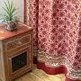 Ruby Kilim ~ Rustic Designer Red Black Fabric Shower Curtain 72x72