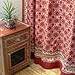 Ruby Kilim ~ Rustic Designer Red Black Fabric Shower Curtain 72x72 Image