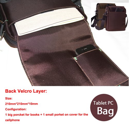 Rock Multi Function Shoulder Bag for Tablet Pc or Laptop Under 11 Inch - Extremely Light with 3 Layers and 9 Porkets for Tablet, Wallet, Cellphone, Keys, Books,------ Purple, Chocolate Brown