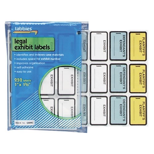 Legal Exhibit Labels, Plaintiff's, 1-5/8x1,252/PK,Yellow, Sold as 1 pack