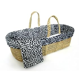 Snow Leopard Faux Fur Moses Basket