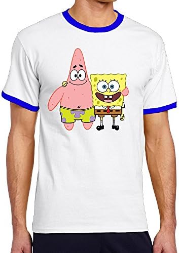 Spongebob Squarepants Contract Color T Shirt For Man 100% Organic Cotton S RoyalBlue