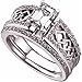 14kt White Gold Celtic Style Wedding Ring Set (Center Stone Is Not Included)